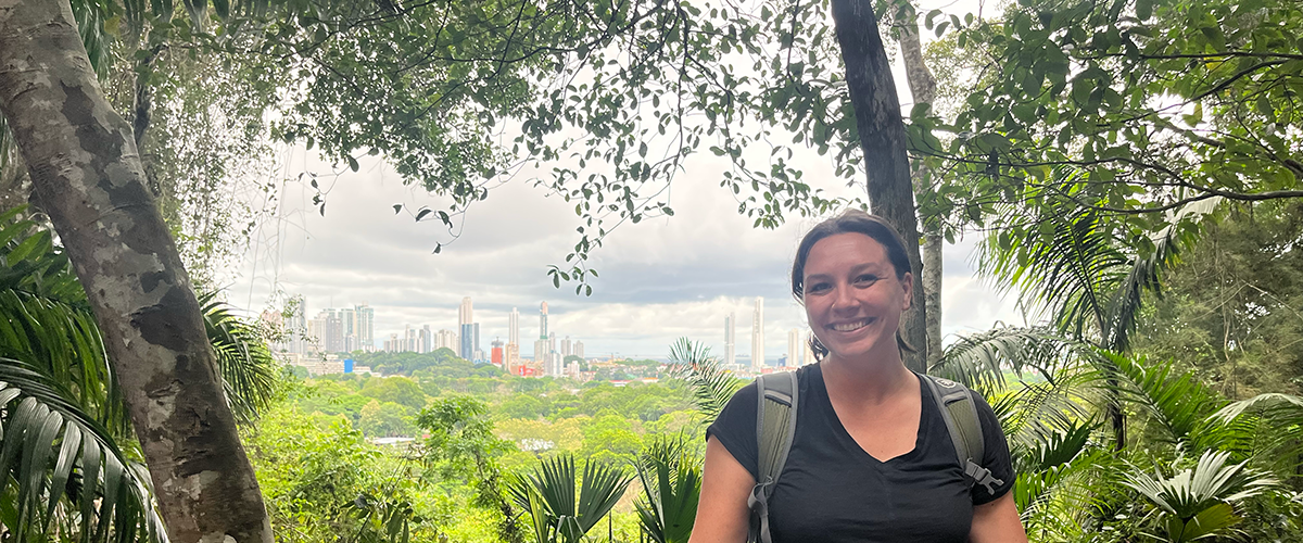 Leah Moat poses for a photo in Ecuador during CGHSR's two-week course, "Ecuador: Social, Environmental and Cultural Determinants of Health."