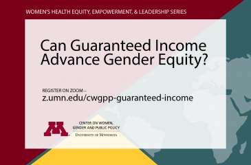 Event graphic with the title: Can Guaranteed Income Advance Gender Equity?