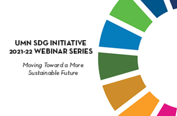 circle with various colors on the left side of the page, with the text "UMN SDG Initiative Webinar Series"