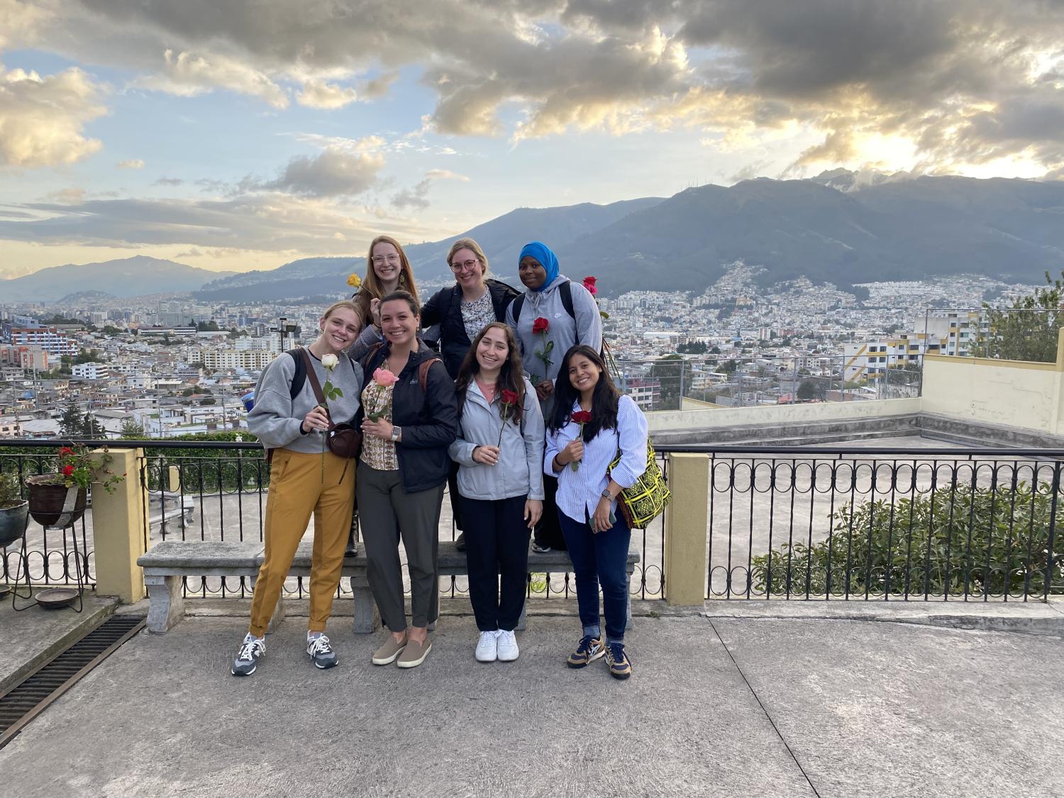 Students pose for a picture while in Quito during CGHSR's Ecuador: Social, Environmental and Cultural Determinants of Health course.
