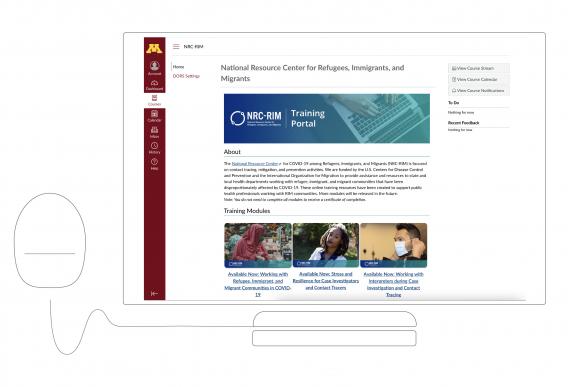 Screenshot of Canvas homepage for NRC-RIM training materials